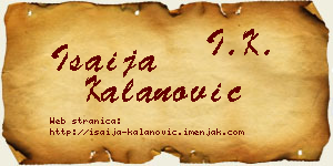 Isaija Kalanović vizit kartica